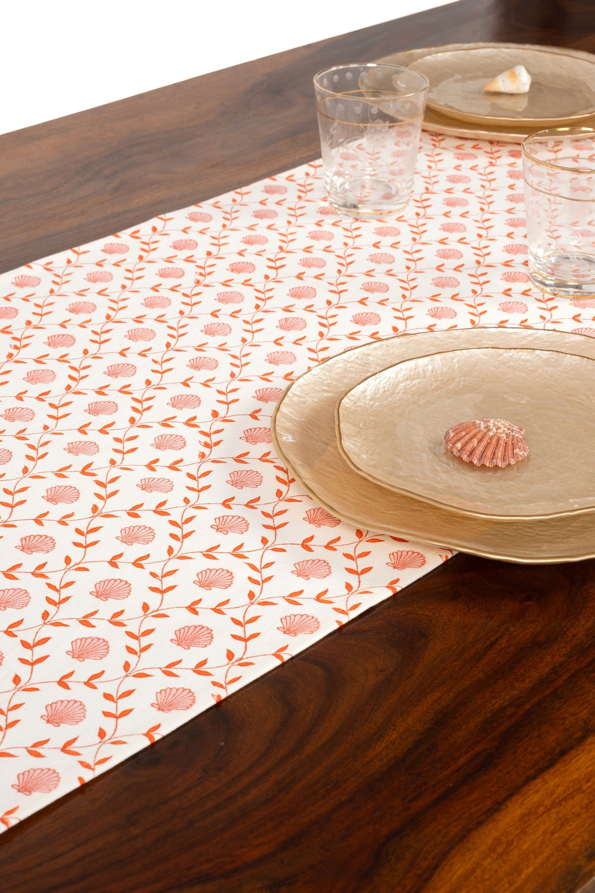 Seashell Blockprint Table Runner