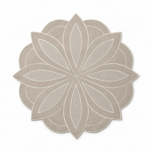 Beige Flower Linen Placemat