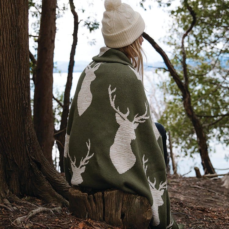 Oh Deer - Cotton Sustainable Knit Throw Blanket