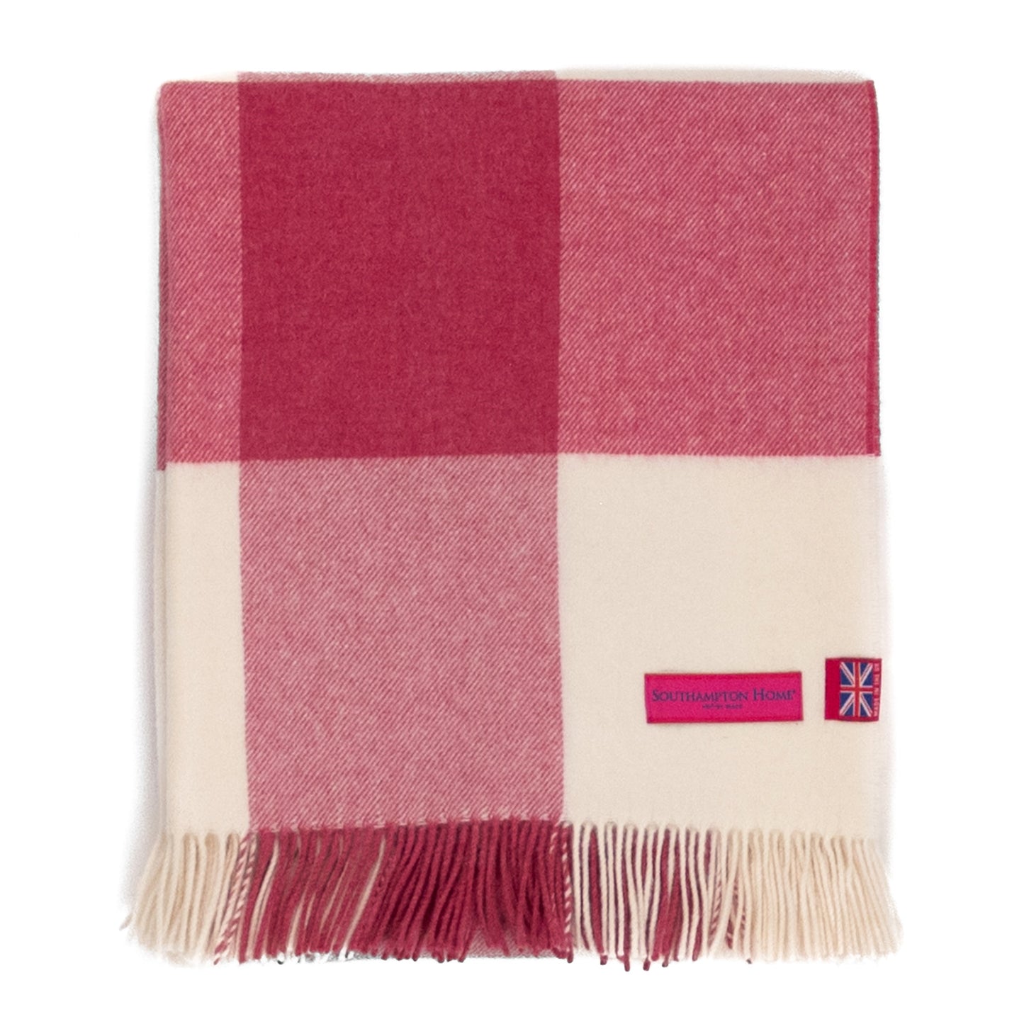 Southampton Home Merino Wool Throw – Block Pink | UK Made - Osadia Concept Store