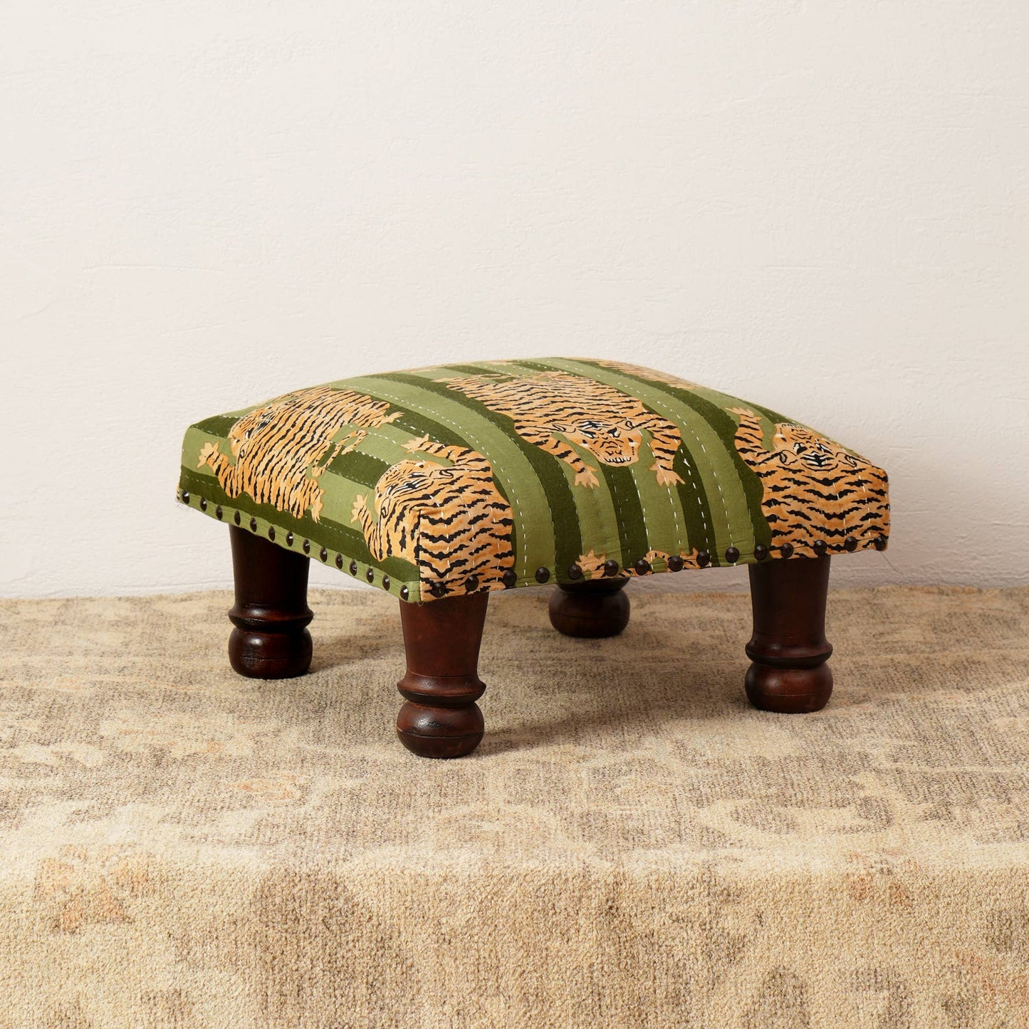 Foot Stool With Tiger Print