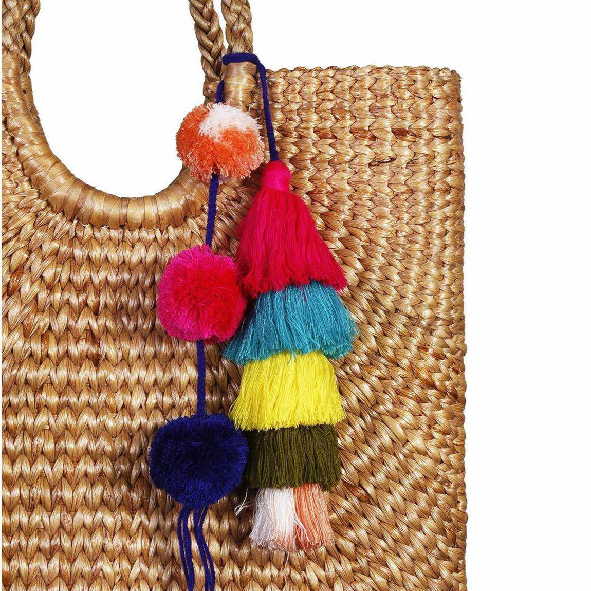 Bonita Boho Rainbow Tassel & Pom Pom Charm | Bag Accessory | Handmade in Thailand
