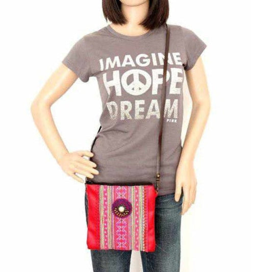 Hmong Fabric and Leather Crossbody Bag - Thailand