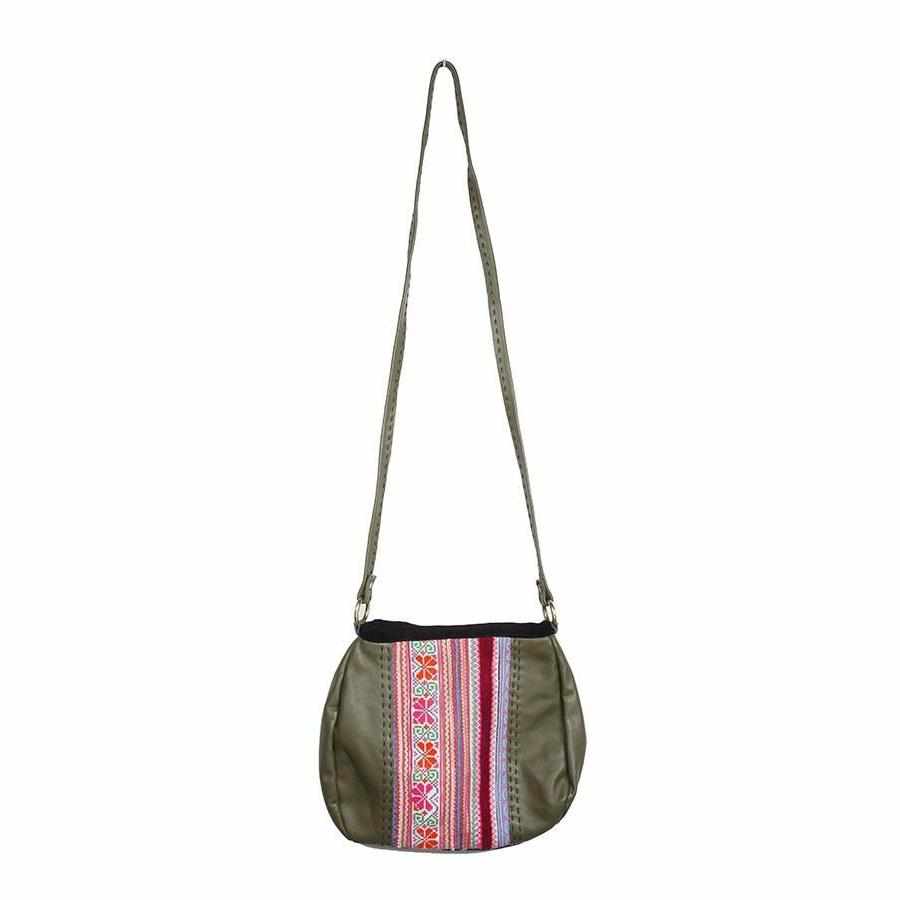 Leather Embroidered Crossbody Bag - Thailand