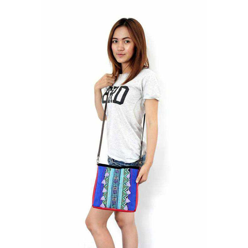 Leather Embroidered Crossbody Bag - Thailand