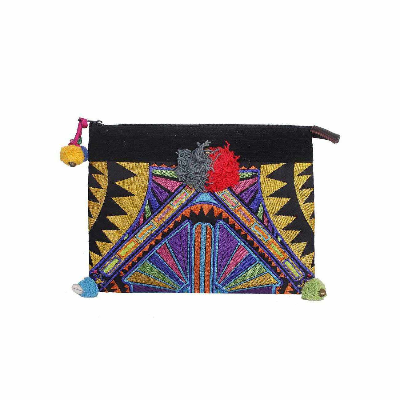 Handcrafted Embroidered Clutch | iPad Bag - Thailand