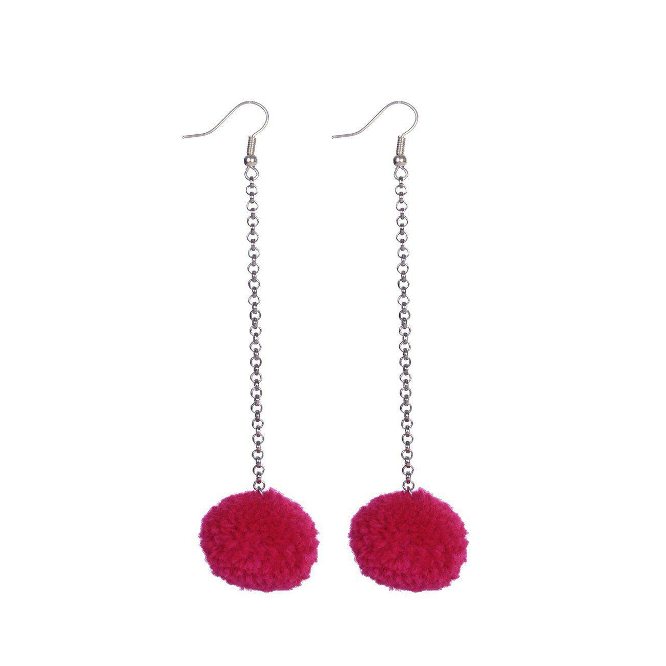 Pom Pom Chain Earrings - Thailand