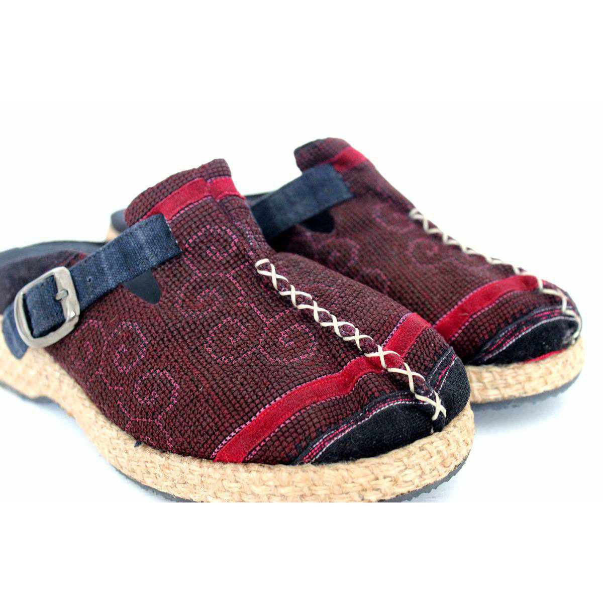 Vintage Hmong Textile Boho Upcycled Slip On Shoes - Thailand