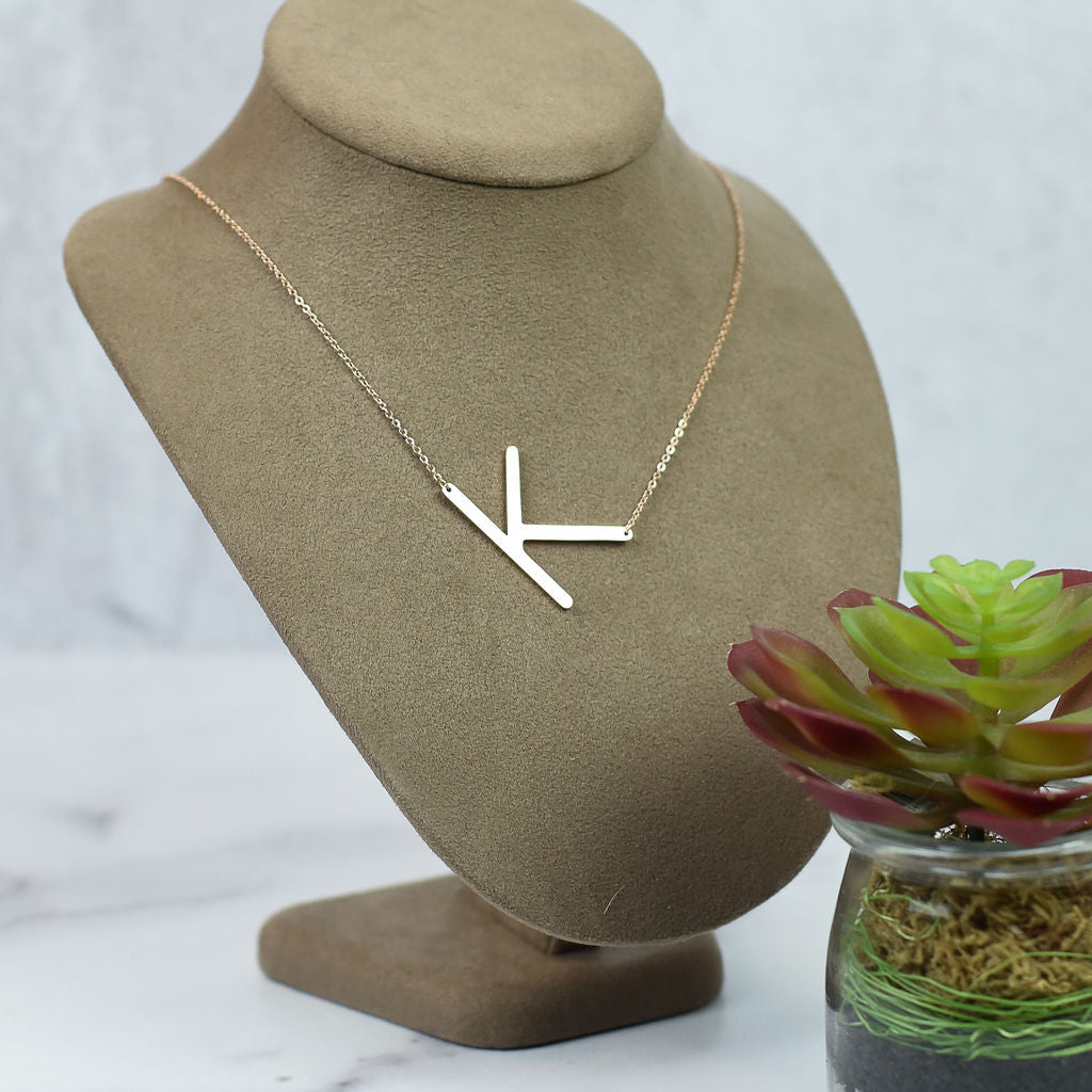 Large Letter / Initial Necklace Rose Gold - Osadia Concept Store