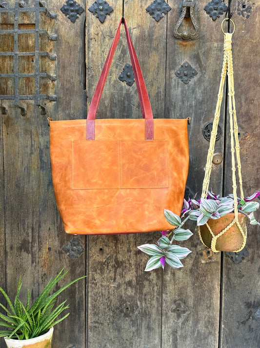 The Explorer - Tan and Pomegranate