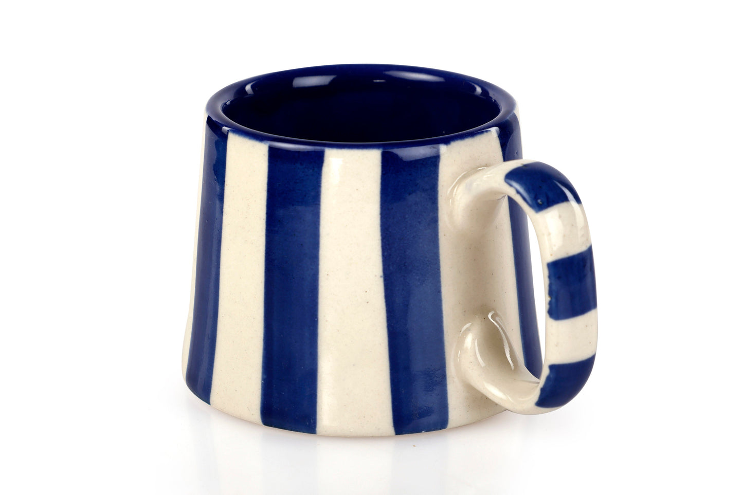 Ceramic Dark Blue Stripe  Coffee cup - 3.5 x 2.5 Inches ( Set of 2 )