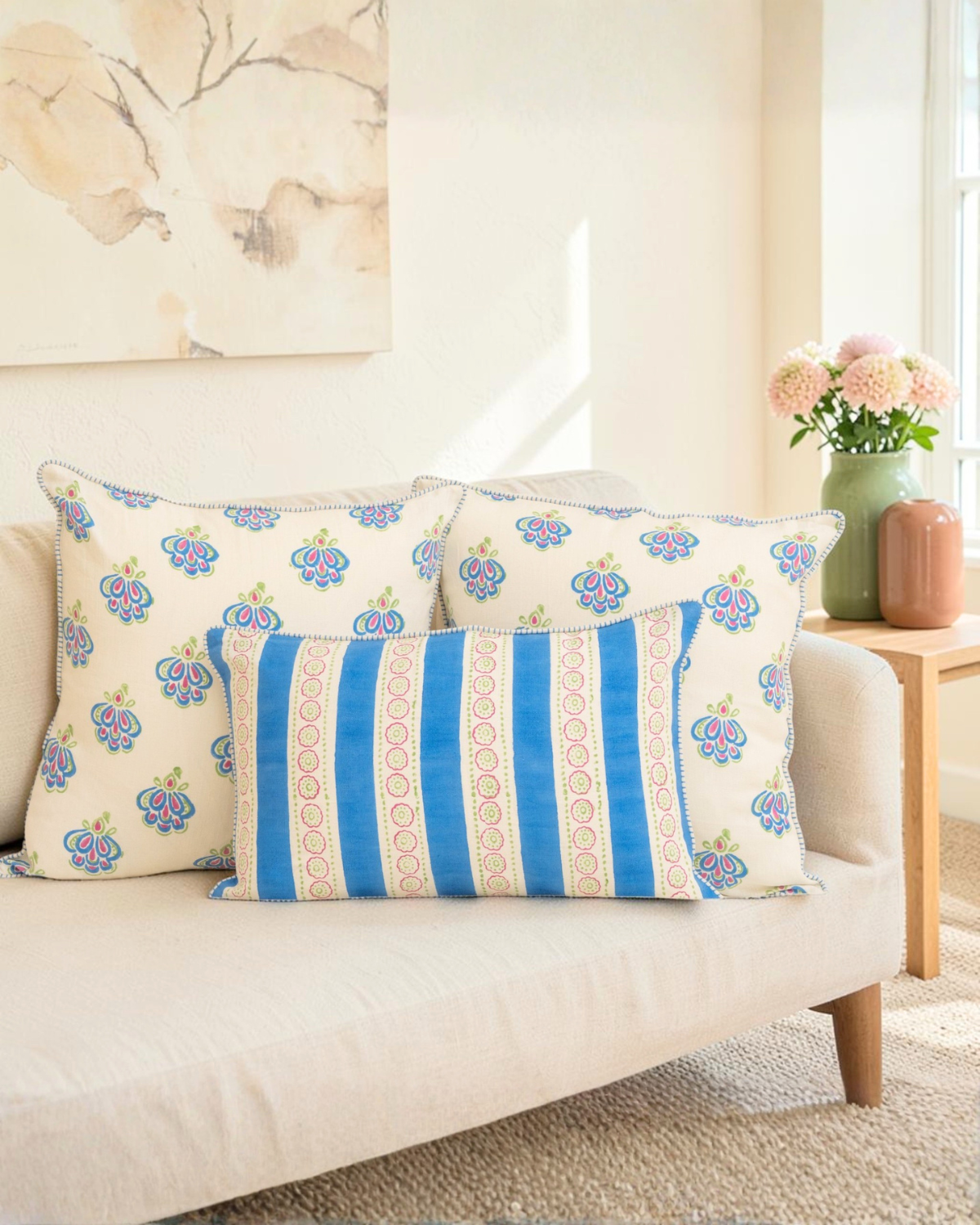 Malhaar Linen Pillow Cover - Blue