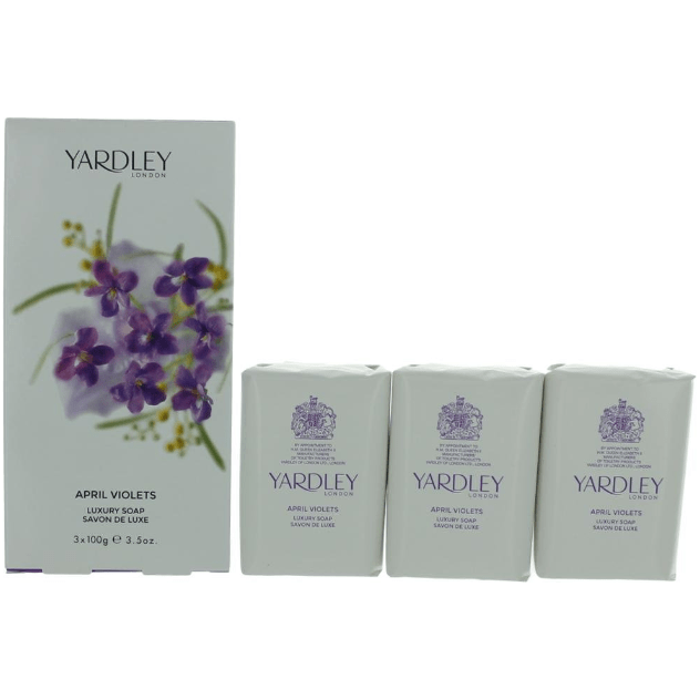 Yardley April Violets Luxury Bar Soap Set 3 x 3.5oz