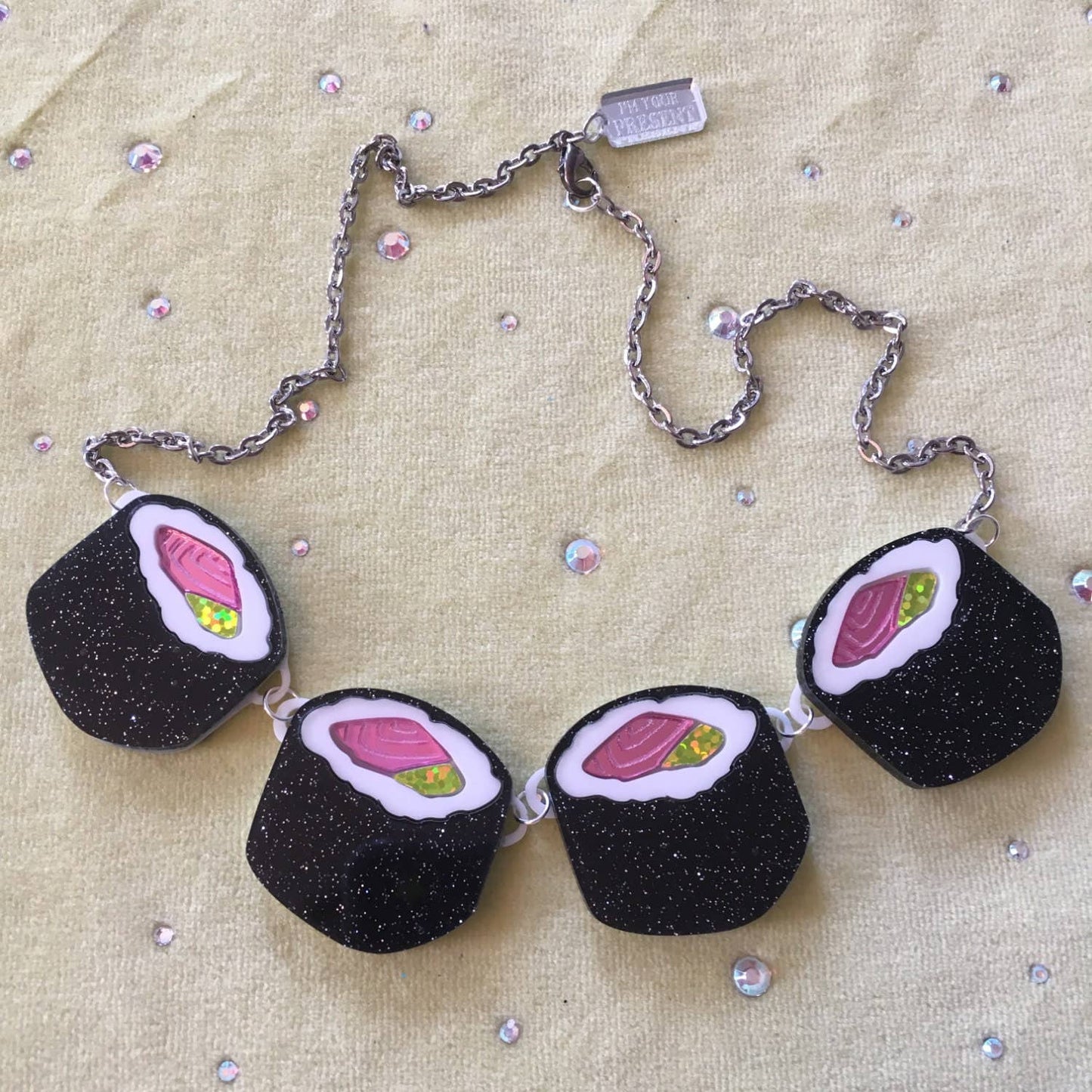 Glitter Sushi Roll Statement Necklace