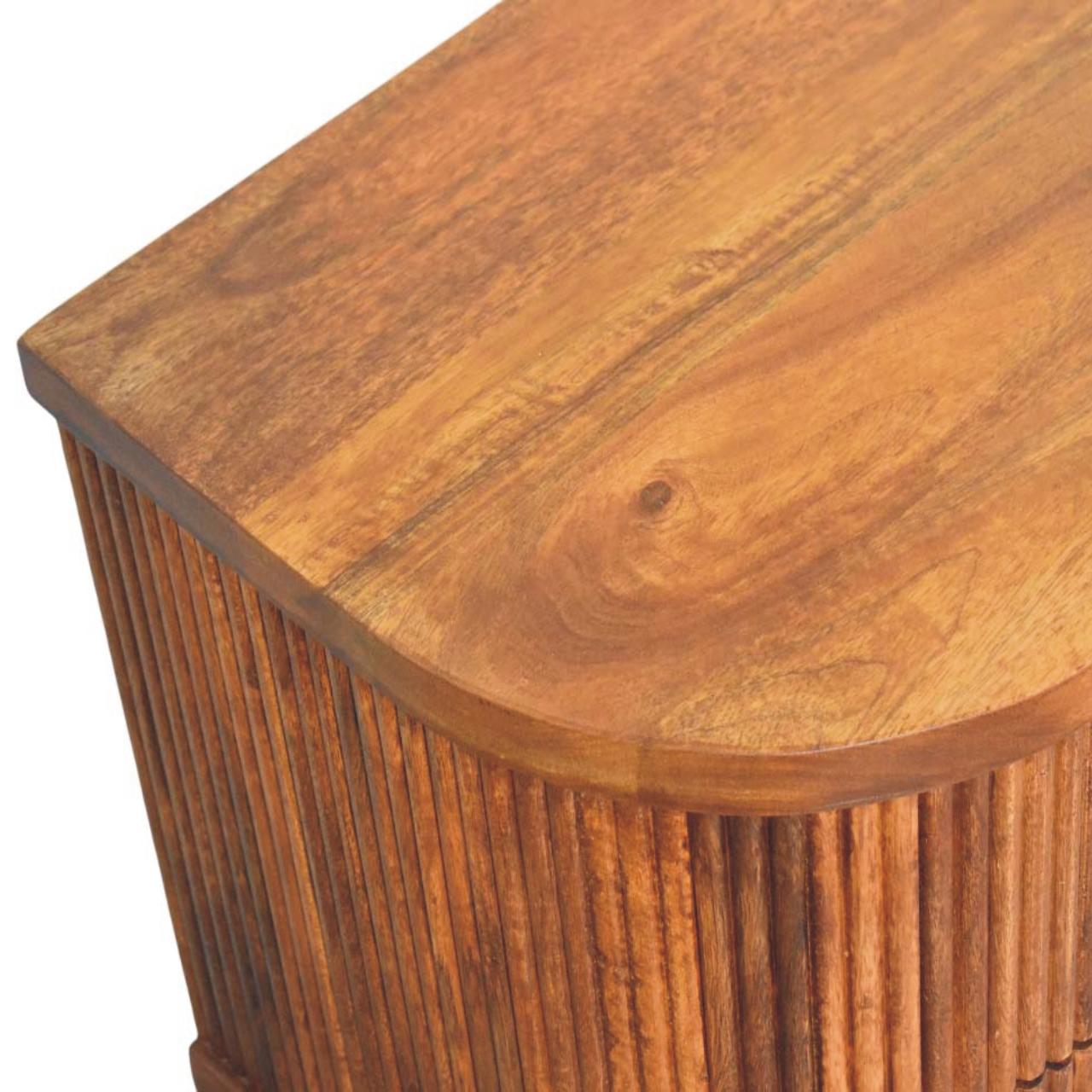 Solid Wood Ribbed Bedside with Brass Accents
