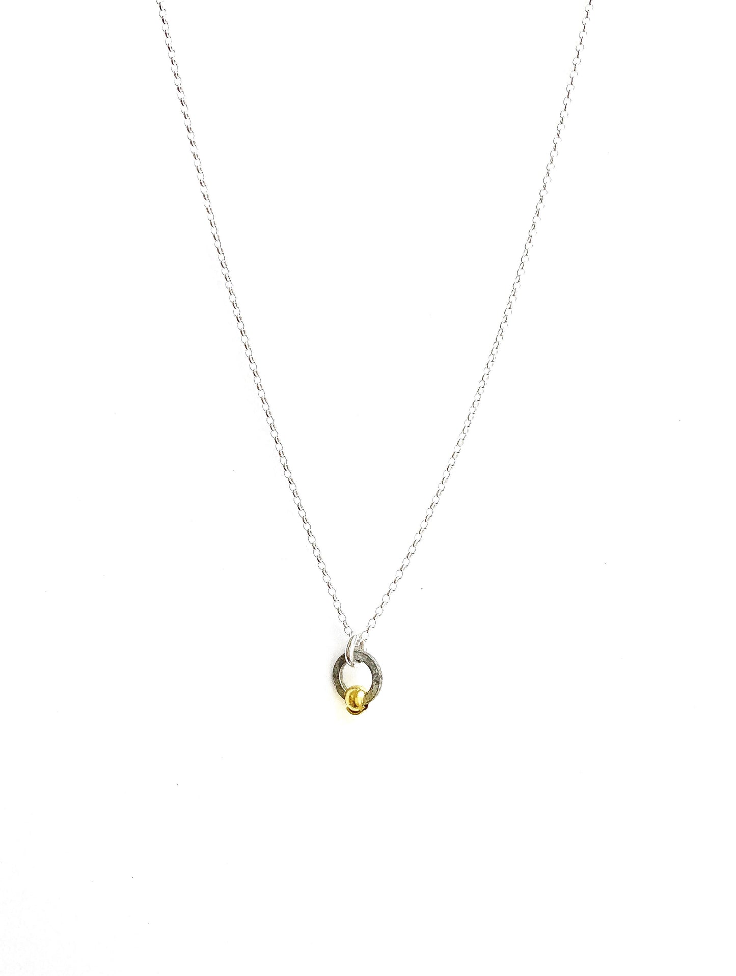 Sowing Seeds Necklace | Repurposed Auto Split Rings | Gold Plated Crimp Beads | Sterling Silver Chain