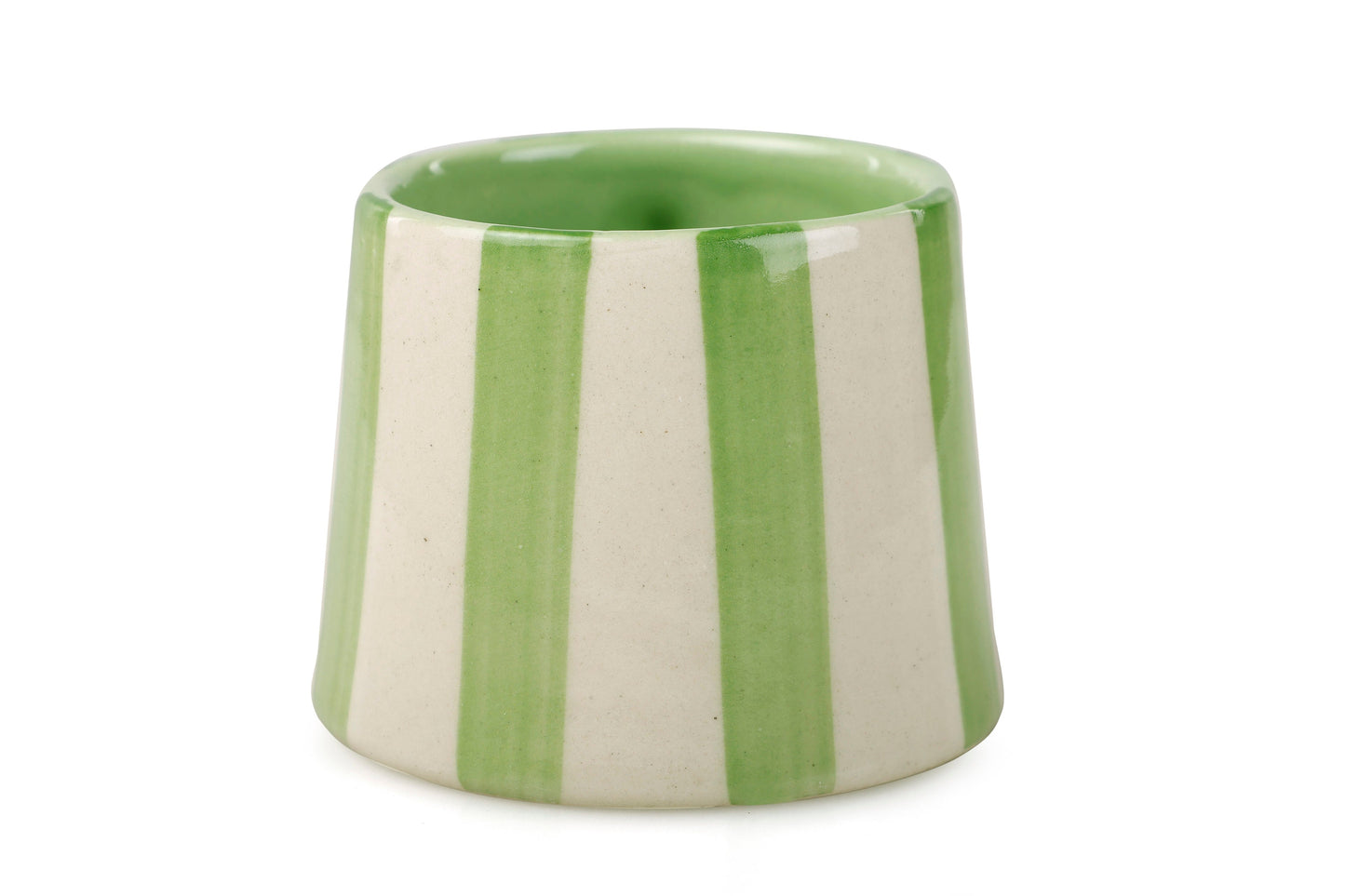Ceramic Green Stripe  Coffee cup - 3.5 x 2.5 Inches ( Set of 2 )