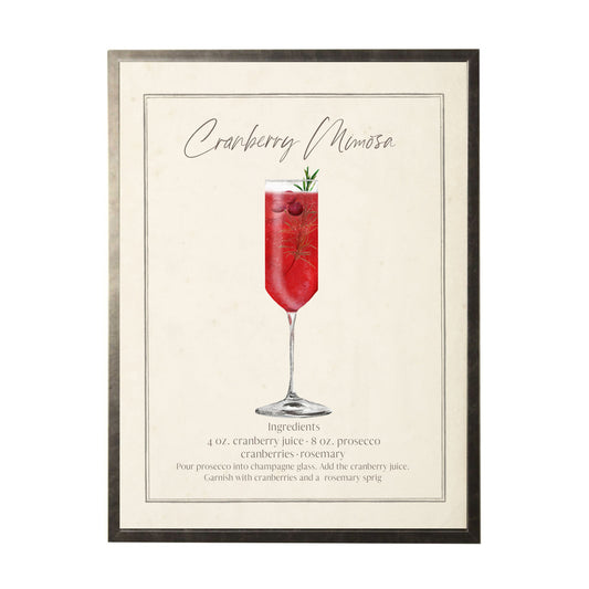 Watercolor Cranberry Mimosa Cocktail and Recipe