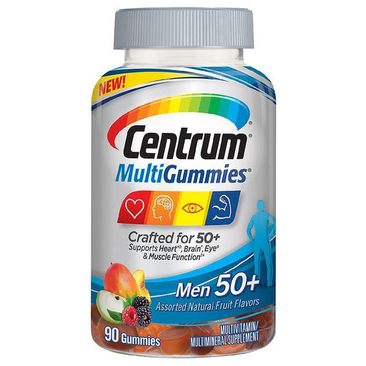 Centrum MultiGummies 50+ Multivitamin - Multimineral Supplement, Assorted Natural Fruit Flavors 90 Count