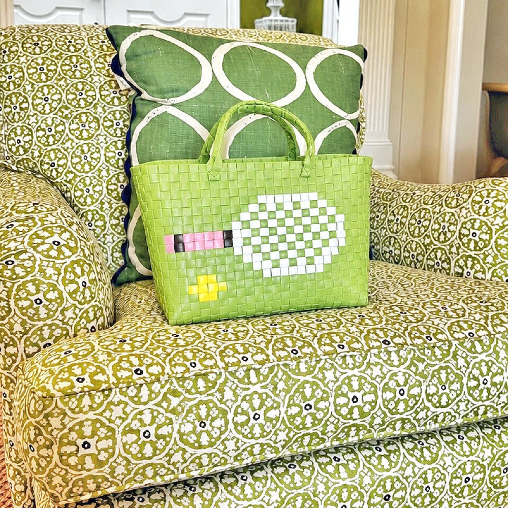 Tennis woven basket bag