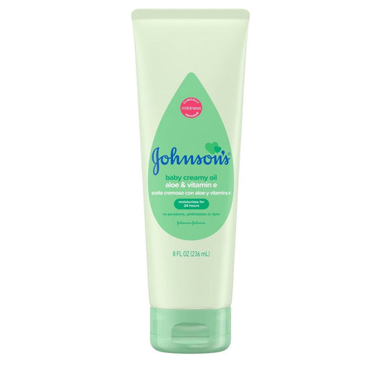Johnson's Baby Creamy Body Oil With Aloe & Vitamin E For Delicate Skin, Hypoallergenic - 8 Fl Oz