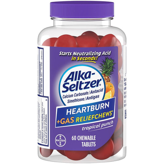 Alka-Seltzer Heartburn+Gas Relief Chews, Tropical Punch, Chewable Tablets