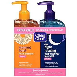 Clean & Clear Day and Night Acne Face Wash Oil-Free 8 fl oz (2 Pack)