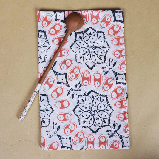 Batik Tea Towel Hand Dyed, Autumn Coral, Hand Dyed, 100% Cotton