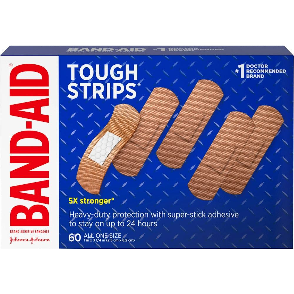 Band-Aid Brand Tough Strips All One Size Adhesive Bandages 60 Ct Box
