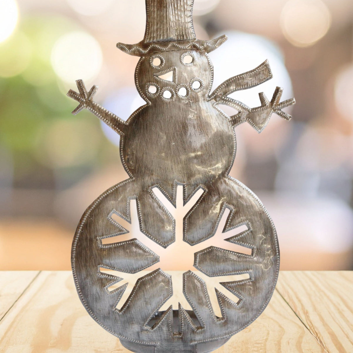 Snowflake Snowman Freestanding Metal Art