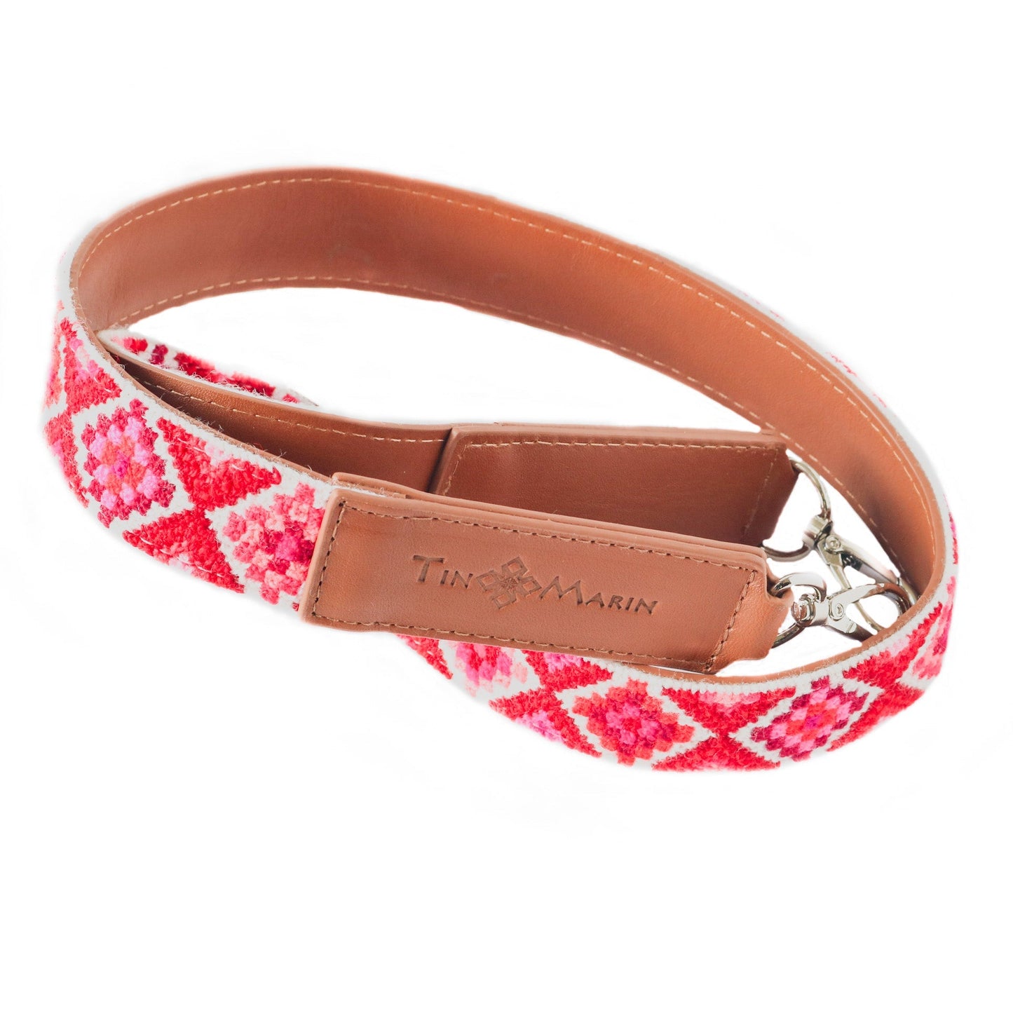 Mai Woven Bag Strap - Poppy with Leather
