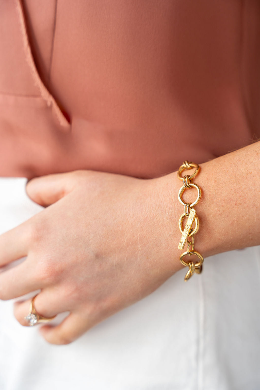 Gold Sculpted Circle Bracelet