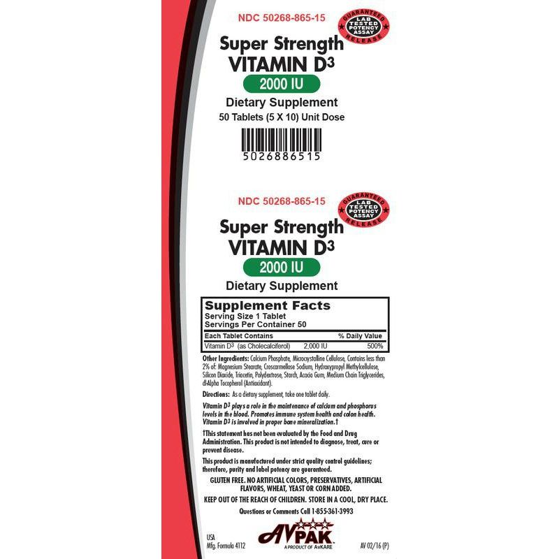 AVKare Vitamin D3 Tablets 2000 IU