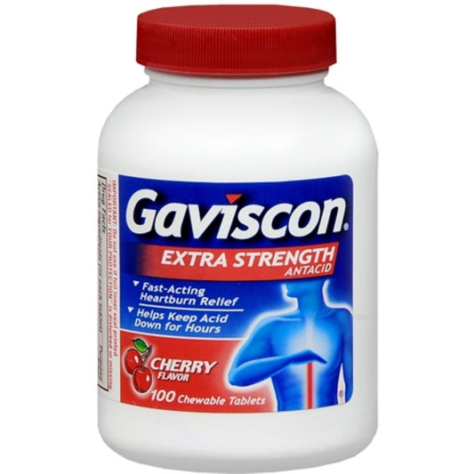 Gaviscon Antacid, Extra Strength, Chewable Tablets, Cherry Flavor