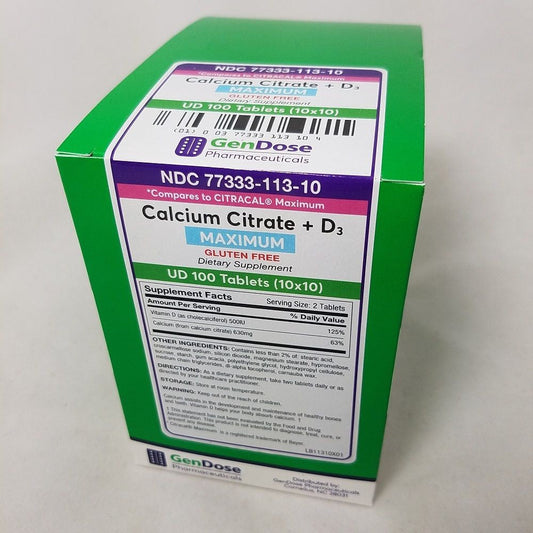 Gendose Calcium Citrate + D3 Tab 100 (10X10) Ud