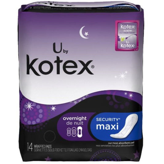 U by Kotex Security Regular Overnight Maxi Pads With Wings