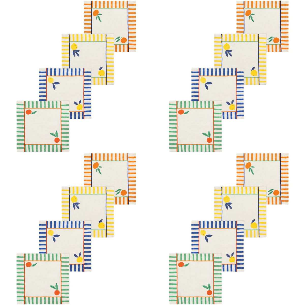 Set of 12 Cocktail Napkin Citrus Burst