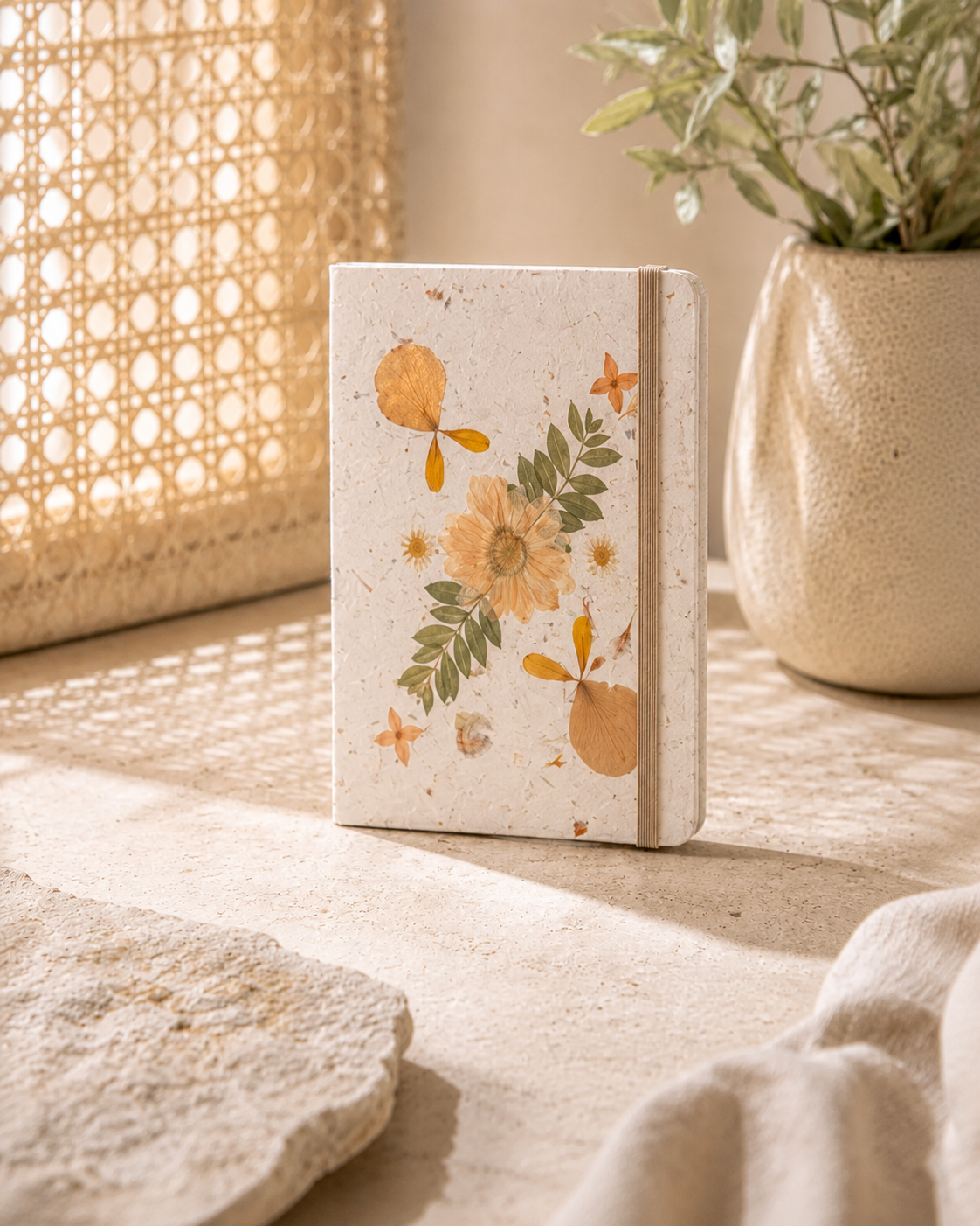 Handcrafted Journal with Pressed Flowers 5x8