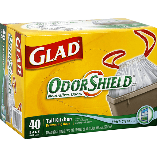Glad Tall Kitchen Bags, Drawstring, Fresh Clean Scent, 13 Gallon