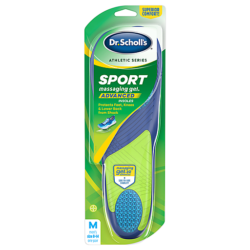 Dr. Scholl's Athletic Series Insoles, Sport, With Massaging Gel, Men's Size 8-14