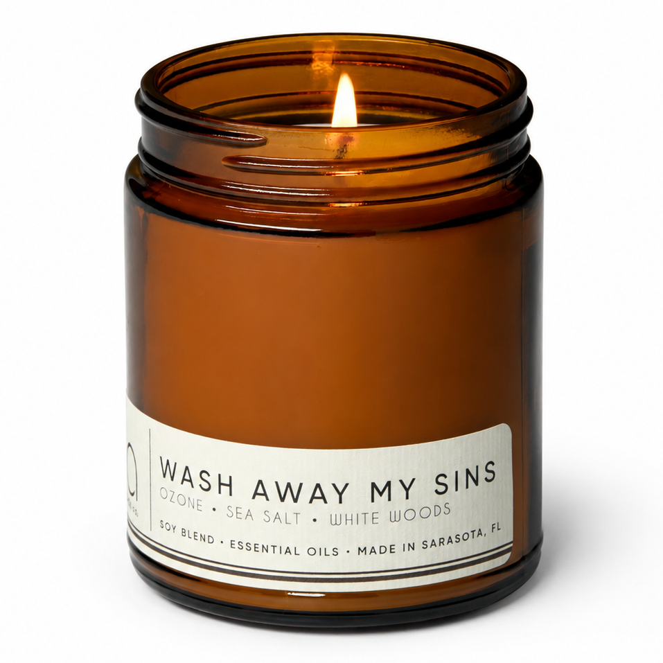 Wash Away My Sins Soy Blend Candle — Sea Salt, Ocean & White Woods
