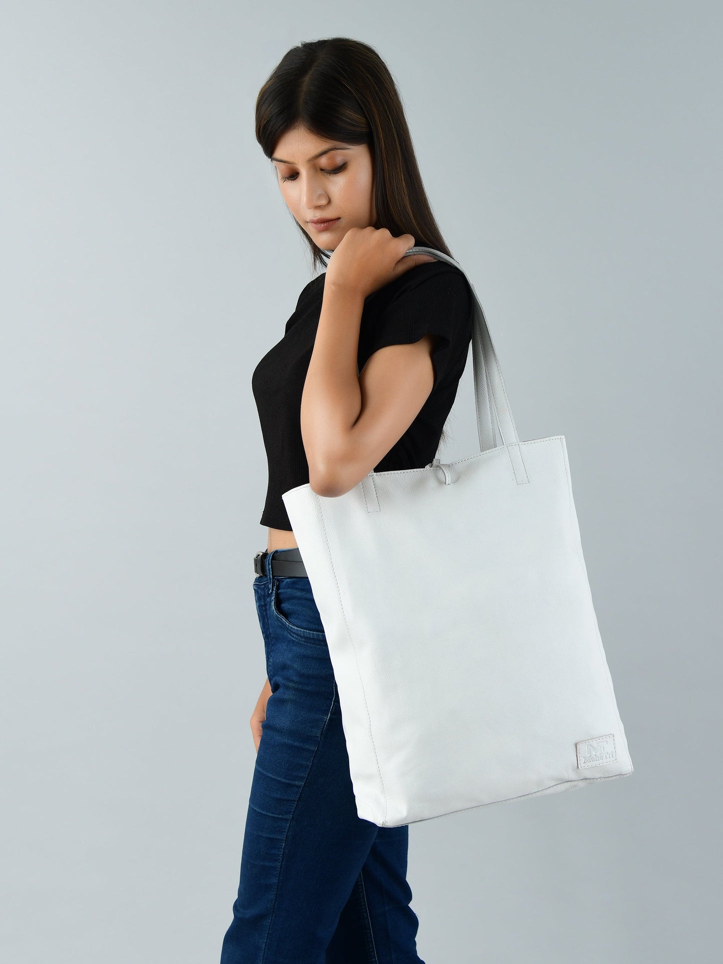 White Leather Shoulder Tote Bag - Osadia Concept Store