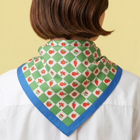 Green Checkers Cotton Bandana