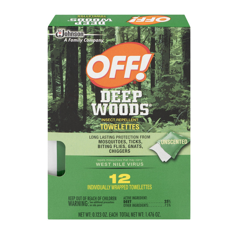 Off! Deep Woods Insect Repellent Towelettes, Long Lasting Protections