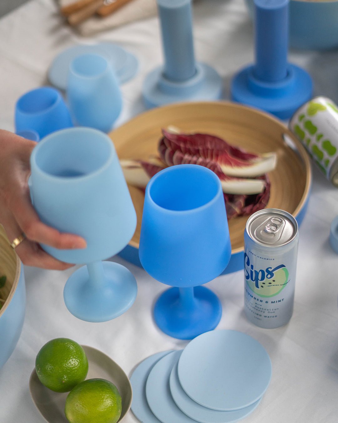 sky + kingfisher | swepp | silicone unbreakable wine glasses