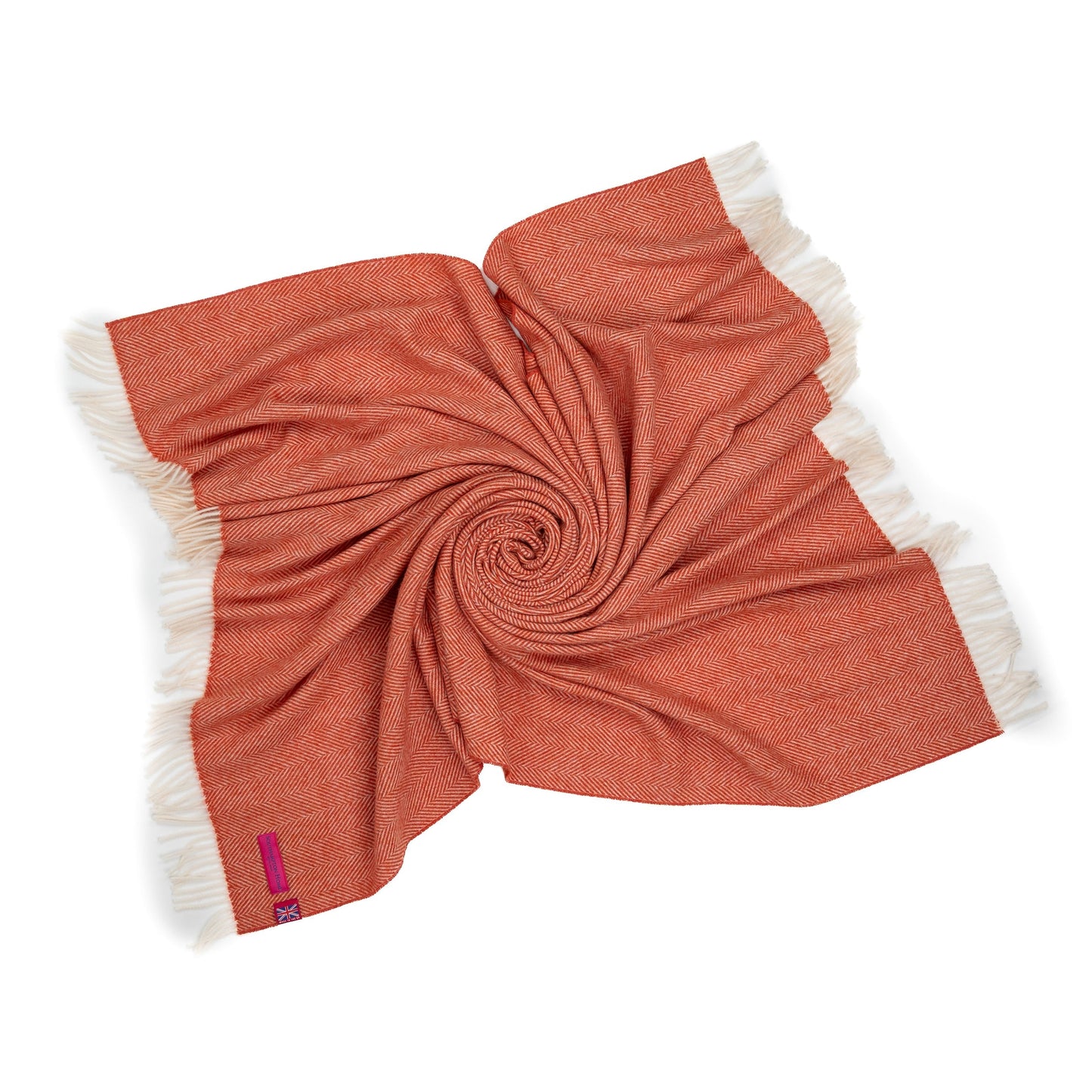 Southampton Home Merino Wool Herringbone Throw (Melon) - Osadia Concept Store