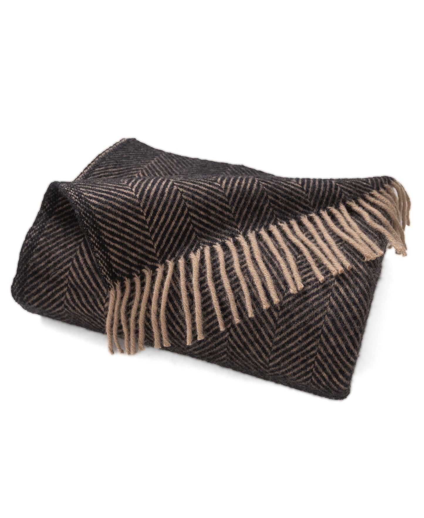 Highland Tweeds Herringbone Pure New Wool Throw ~ Black ~