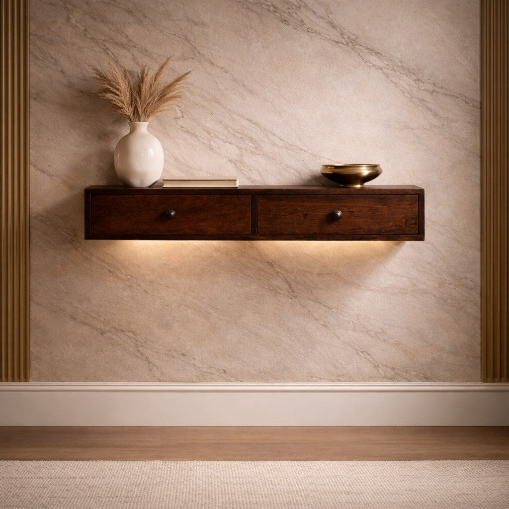 Solid Wood Roasted Almond Slim Console