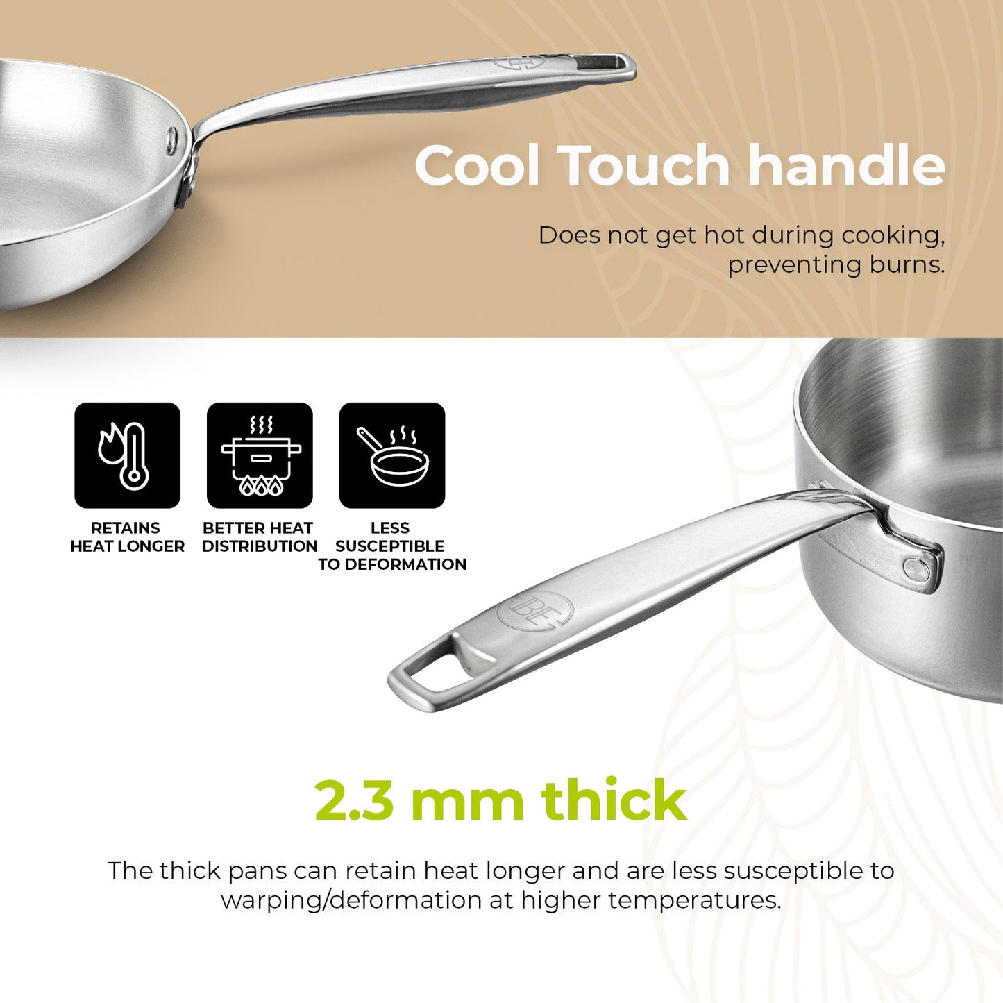 BE | LIVING - Essential Series - 12 pcs Cookware Set - Triply Stainless Steel