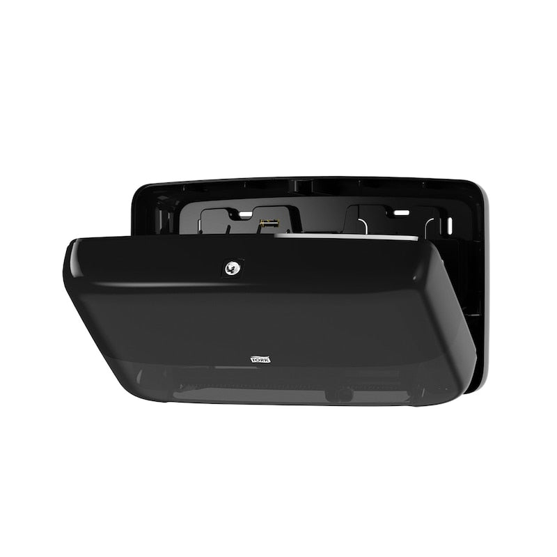 Tork Twin Mini Jumbo Toilet Paper Dispenser Black T2 High Capacity Bathroom Tissue Dispenser (QTY 1), SKU 5555290